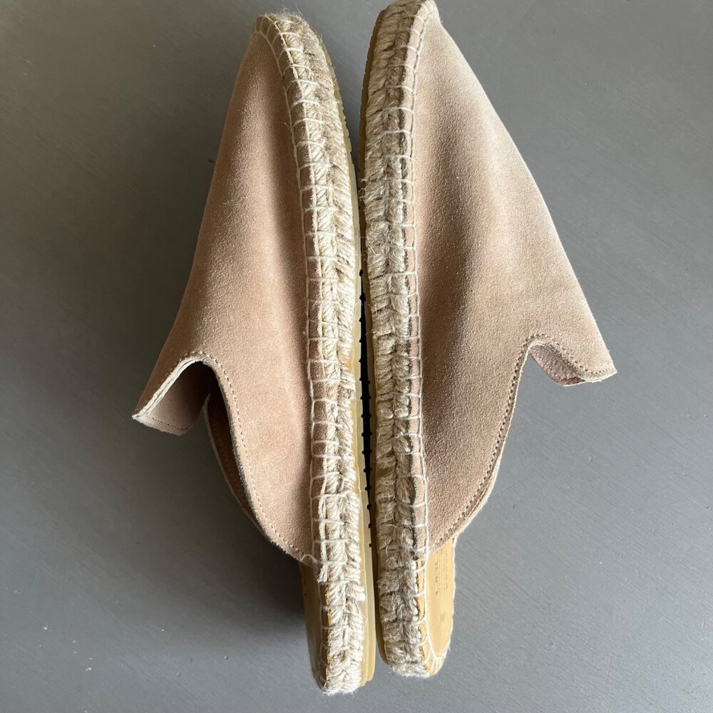 Ubuntu SIZE 9 Womens Lamu Mules Slides Tan Suede Leather Espadrille Kenya - Picture 8 of 10